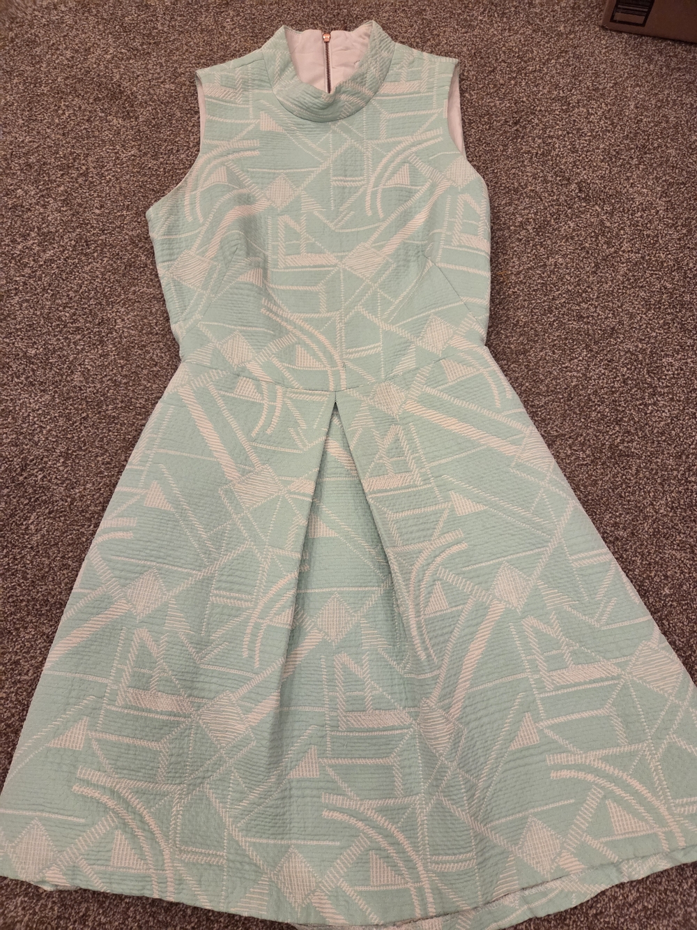 Hunter Bell Mint and White Geometric Sleeveless A-Line Dress Size 0